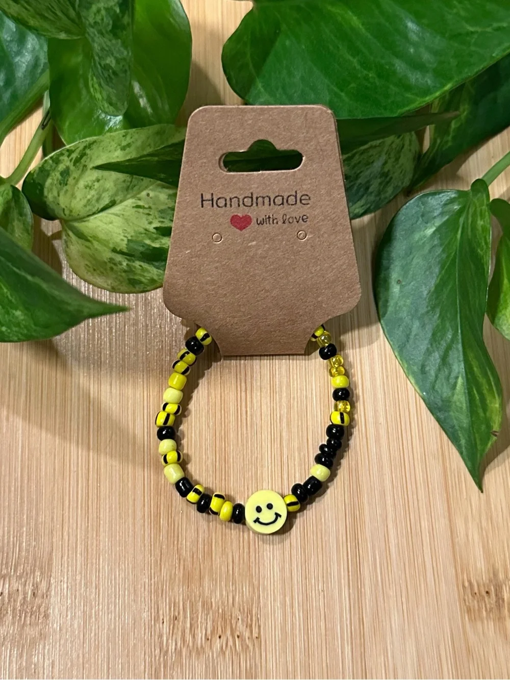 😊✨ Smiley Face Stretchy Beaded Bracelet | Handmade | Clay Smiley‎ Face Charm 😊